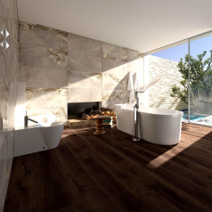 Exotica Selene Cappuccino Marble Effect Polished Porcelain Tile 60x120